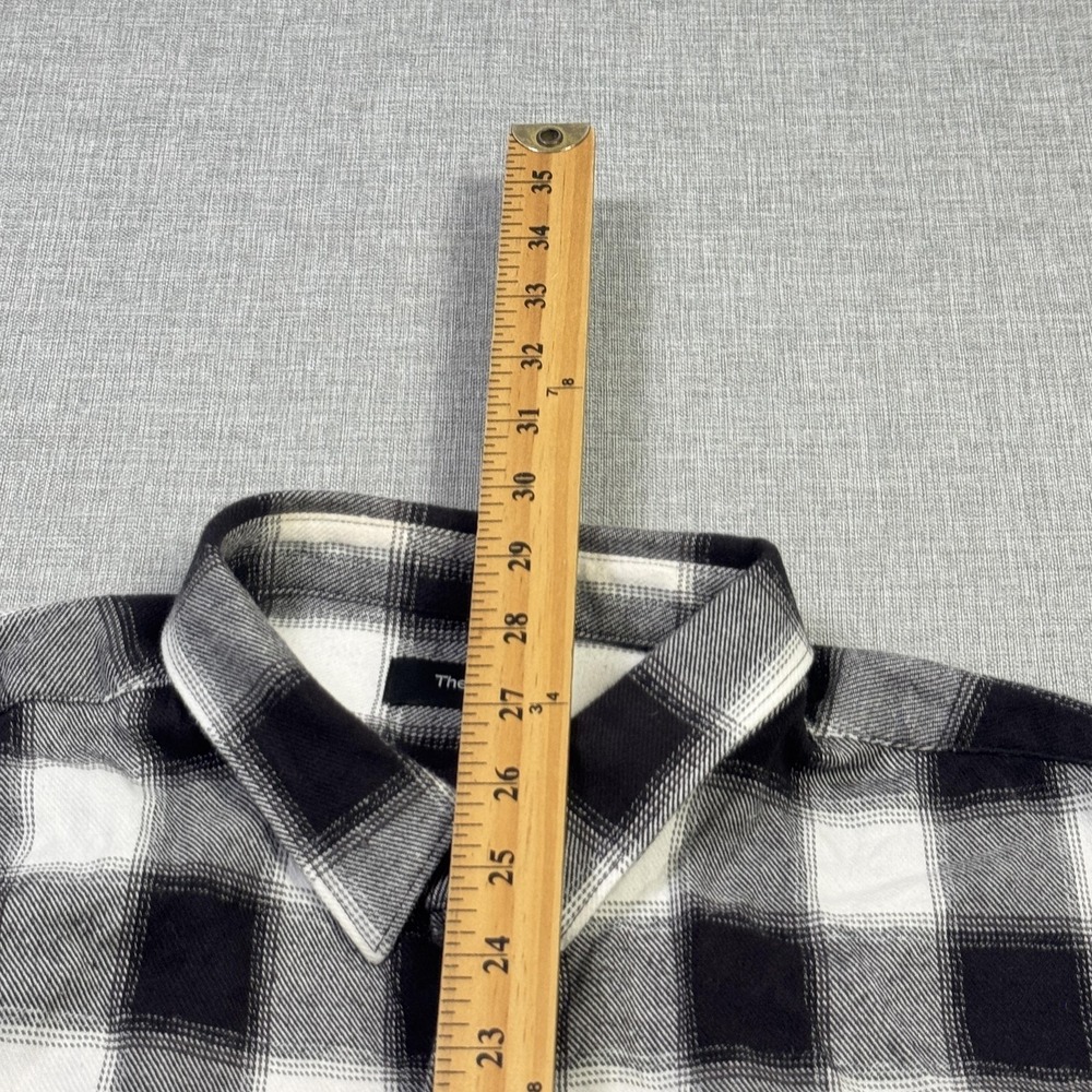 Theory Flannel Shirt Mens XL Black White Plaid Long‎ Sleeve Button Cotton Casual - Picture 9 of 11